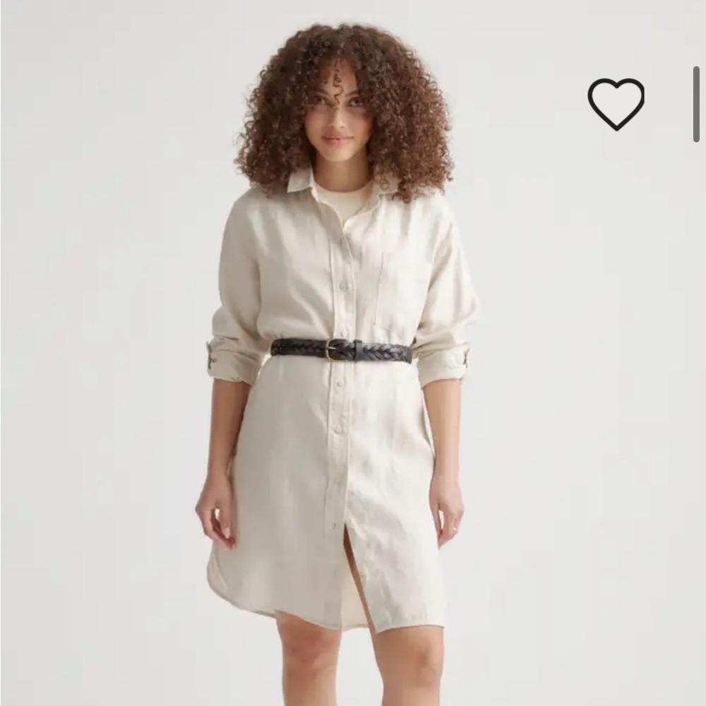 QUINCE cream linen oversized dress w/ pockets